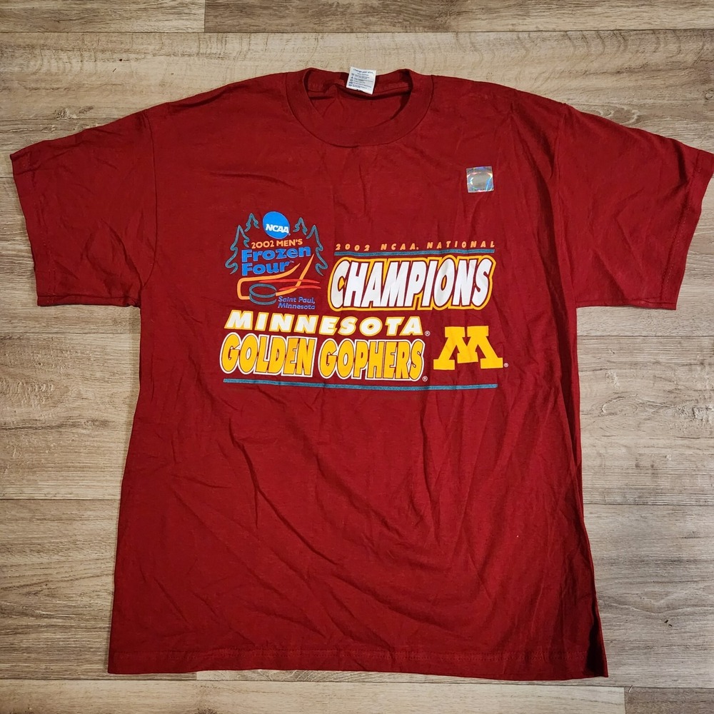 Vtg 2002 Frozen Four NCAA National Champions Minnesota Gophers XL Hockey Shirt